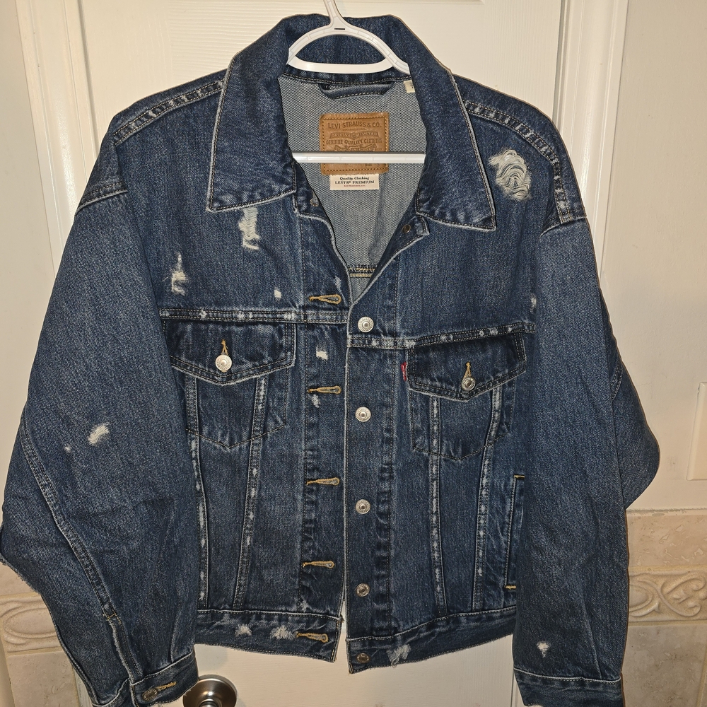 Levi's Distressed Dark Blue Denim Jacket